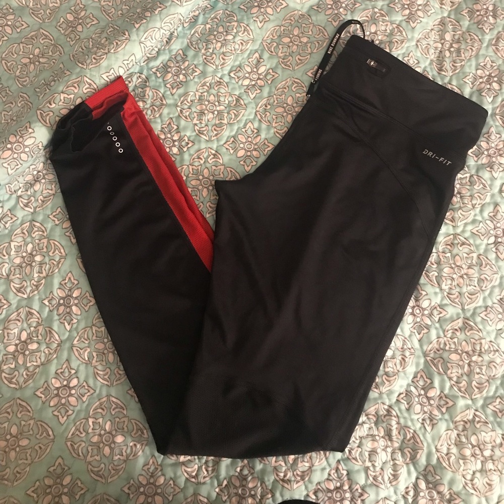 Nike dry-fit, black with red stripe, long pants